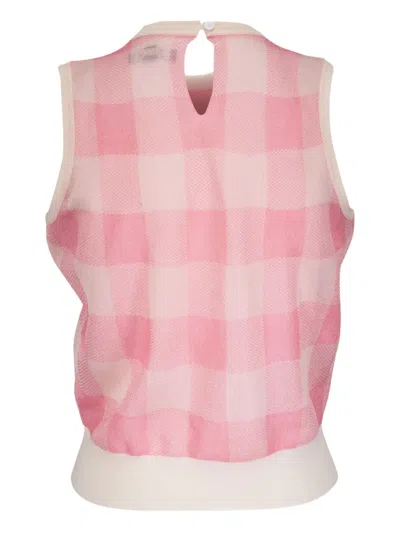 Lela Rose Check Knit Tank Top In Pink