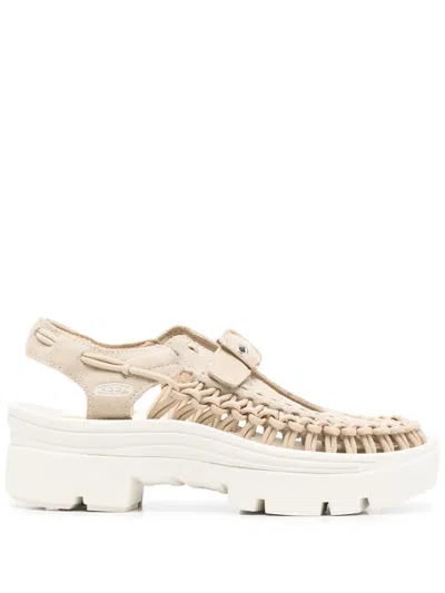 Keen Footwear Uneek Woven Platform Sandals In Gold
