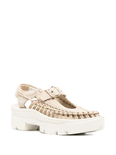 Keen Footwear Uneek Woven Platform Sandals In Gold