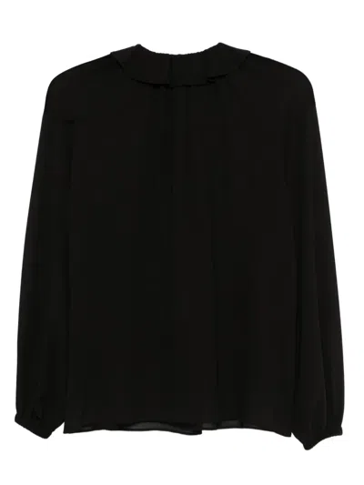 Michael Kors Ruffled-neck Blouse In Black