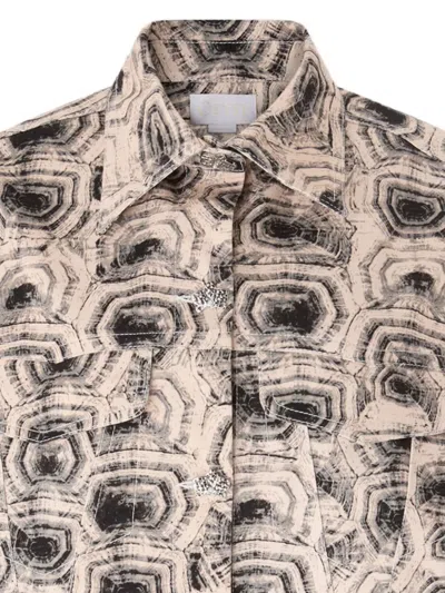 Genny Geometric-print Cotton Jacket In Neutral