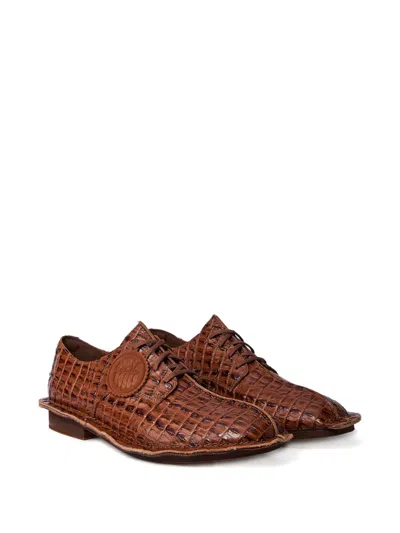 Martine Rose X Clarks Croc-embossed Derby Shoes In Brown
