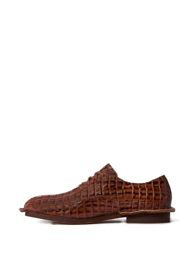 Martine Rose X Clarks Croc-embossed Derby Shoes In Brown