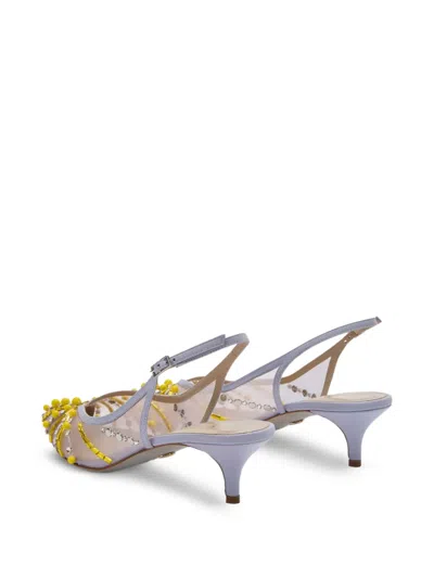 Genny 45mm Beaded Slingback Pumps In Gray