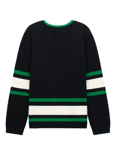 Rta Logo-embroidered Striped Sweater In Black