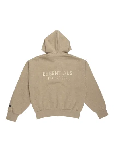 Essentials Gray Classic Full Zip-up Hoodie In Brown