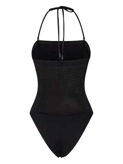 Wolford Halter-neck Mesh Swimsuit In Black