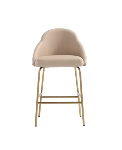 Manhattan Comfort Gracie 38" Leatherette Upholstered Counter Stool In Neutral