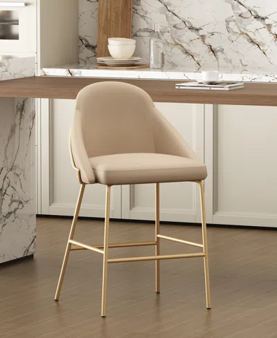Manhattan Comfort Gracie 38" Leatherette Upholstered Counter Stool In Neutral