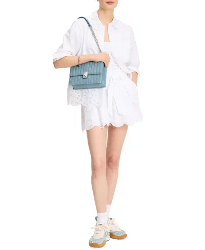Kate Spade Deco Denim Chain Leather Shoulder Bag