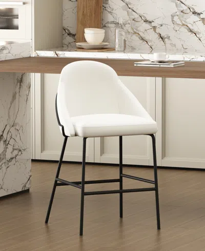 Manhattan Comfort 38" Faux Leather Gracie Counter Stool In White