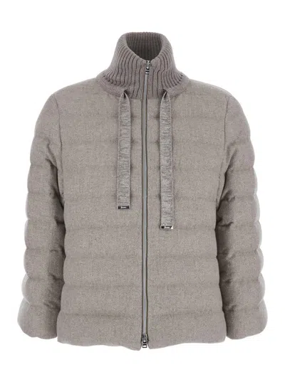 Herno Quilted High-neck Jacket In Gray