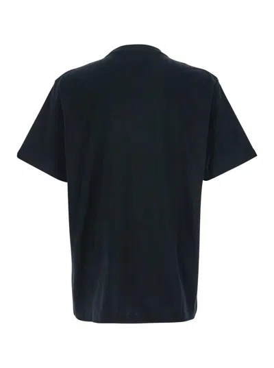 Jw Anderson Black Crewneck T-shirt With Logo Lettering Embroidery On The Front In Cotton Man