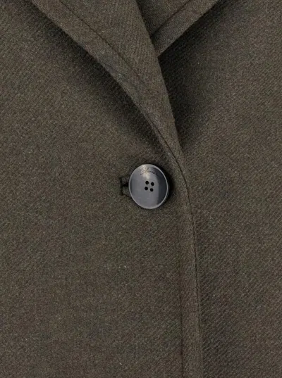 Blumarine Green Coat With Classic Lapels And Removable Collar In Wool Blend Woman In Green