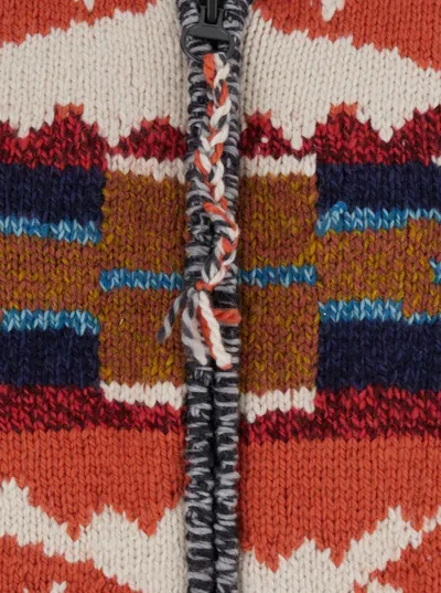 Frantic Multicolor Cardigan With Front Zip Closure And All-over Geometric Motif In Wool Woman