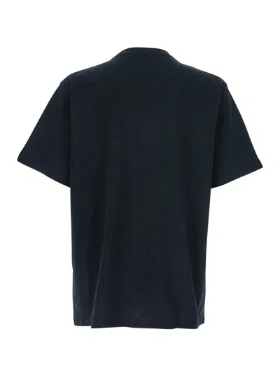 Jw Anderson Black Crewneck T-shirt With Anchor Embroidery On The Front In Cotton Man In Black