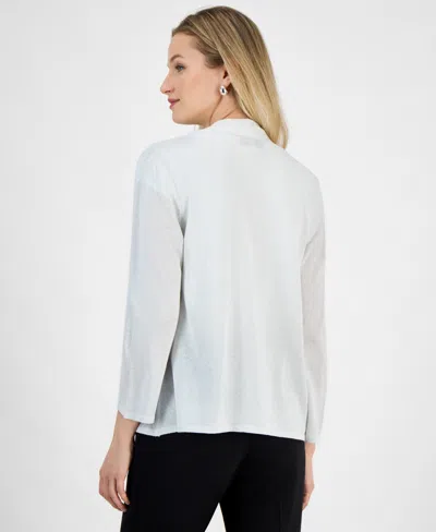 Kasper Women's Lurex A-line 3/4-sleeve Cardigan