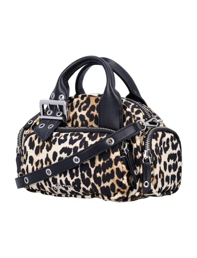 Ganni Leopard Mini Polochon Bag