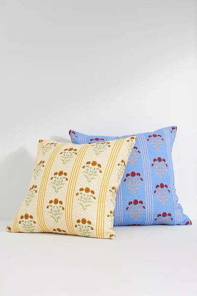 Anthropologie Mira Cotton Woven Printed Floral Pillow In Multi