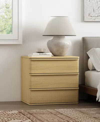 Manhattan Comfort 26" Medium Density Fiberboard Molly Modern 3-drawer Nightstand In Neutral