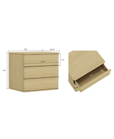 Manhattan Comfort 26" Medium Density Fiberboard Molly Modern 3-drawer Nightstand In Neutral