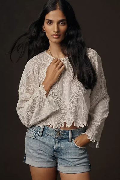 Hudson Croxley Mid-thigh Cuffed Denim Shorts In White
