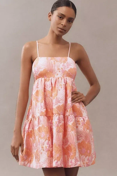 Endless Rose Sleeveless Floral Jacquard Mini Dress In Pink