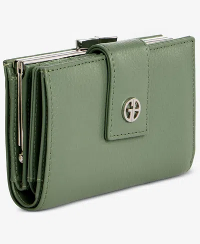 Giani Bernini Softy Leather Framed Colorblock Wallet, Created For Macy's In Green