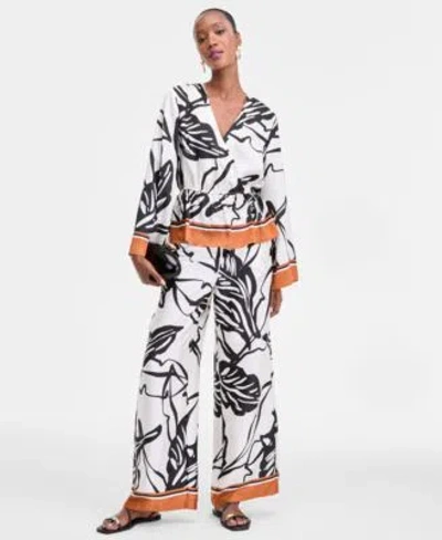 Inc International Concepts Womens Peplum Top High Rise Wide Leg Pants Exclusively At Macys In White