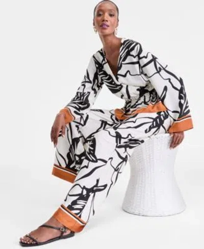Inc International Concepts Womens Peplum Top High Rise Wide Leg Pants Exclusively At Macys In White