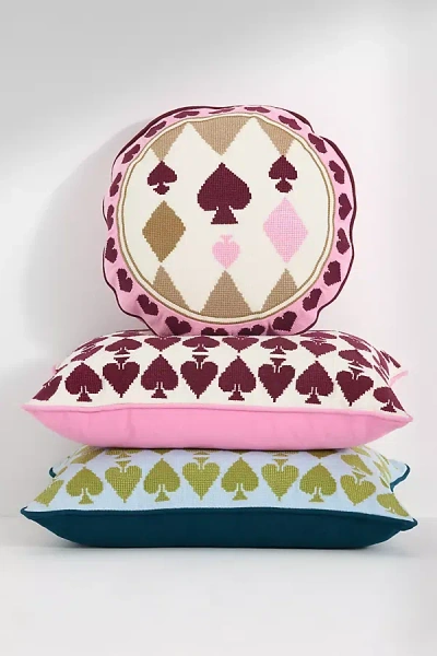 Anthropologie Ace Cotton Embroidered Needlepoint Pillow In Multi
