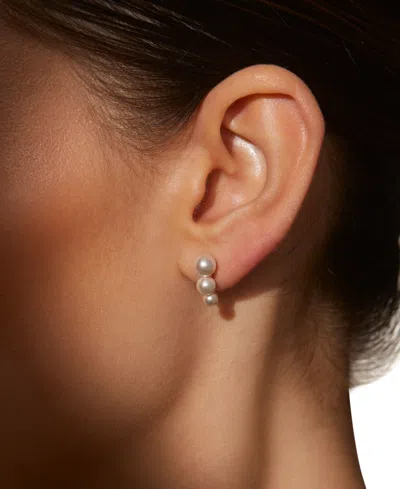 Eliot Danori Silver-tone Imitation Pearl Maisie Graduated Stud Earrings, Exclusively At Macy's