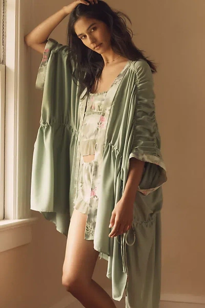 By Anthropologie Silky Ruched Robe