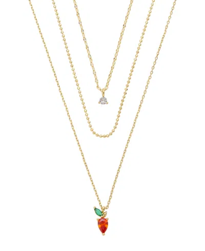 Unwritten Cubic Zirconia Strawberry Pendant Layered Necklace Set