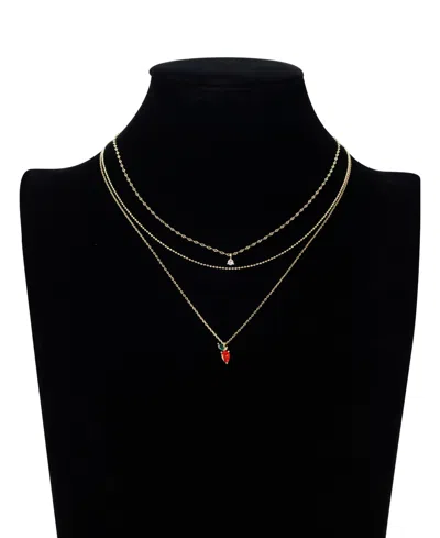 Unwritten Cubic Zirconia Strawberry Pendant Layered Necklace Set