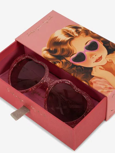 Konges Slojd Girls Glitter Heart Sunglasses In Pink