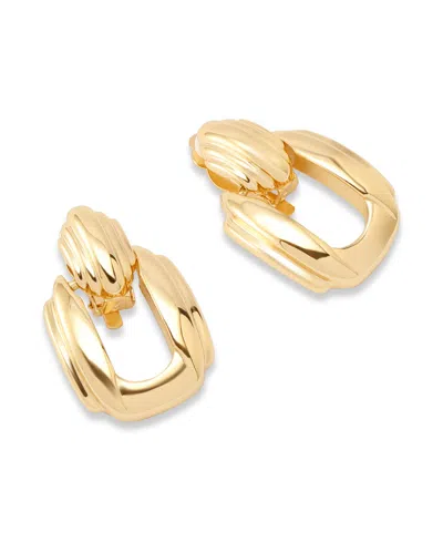 Robert Lee Morris Soho Ribbed Doorknocker Clip-on Earrings In Gold