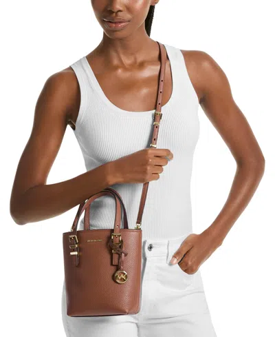 Michael Kors Michael  Quinn Extra Small Leather North South Tote Crossbody In Brown