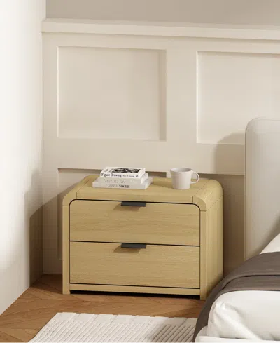 Manhattan Comfort 28" Medium Density Fiberboard Grace Modern 2-drawer Nightstand In Neutral