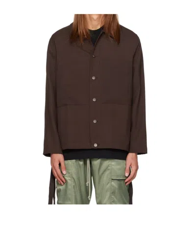 Song For The Mute Logo-patch Button-up Shirt Jacket In Brown