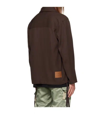 Song For The Mute Logo-patch Button-up Shirt Jacket In Brown