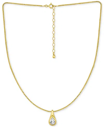 Giani Bernini Cubic Zirconia Pear-shaped Pendant Necklace In Sterling Silver, 16" + 2" Extender, Exclusively At Ma In Gold