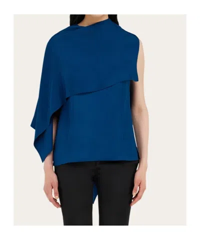 Ferragamo Viscose Top With Cape Detail In Blue
