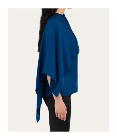 Ferragamo Viscose Top With Cape Detail In Blue