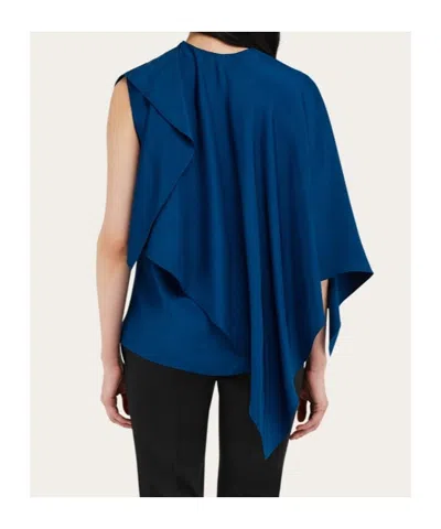Ferragamo Viscose Top With Cape Detail In Blue