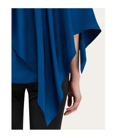 Ferragamo Viscose Top With Cape Detail In Blue