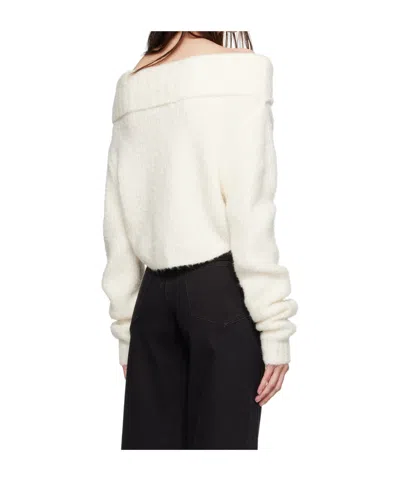 Christopher Esber Off-white Boucle Knit Shrug Sweater In White