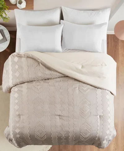 Unikome All Season Textured Jacquard Down Alternative Comforter, Twin In Neutral