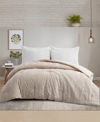 Unikome All Season Textured Jacquard Down Alternative Comforter, Twin In Neutral