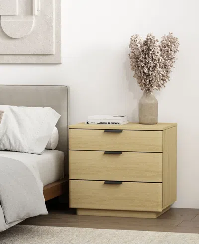 Manhattan Comfort 26" Medium Density Fiberboard Payton Modern 3-drawer Nightstand In Neutral